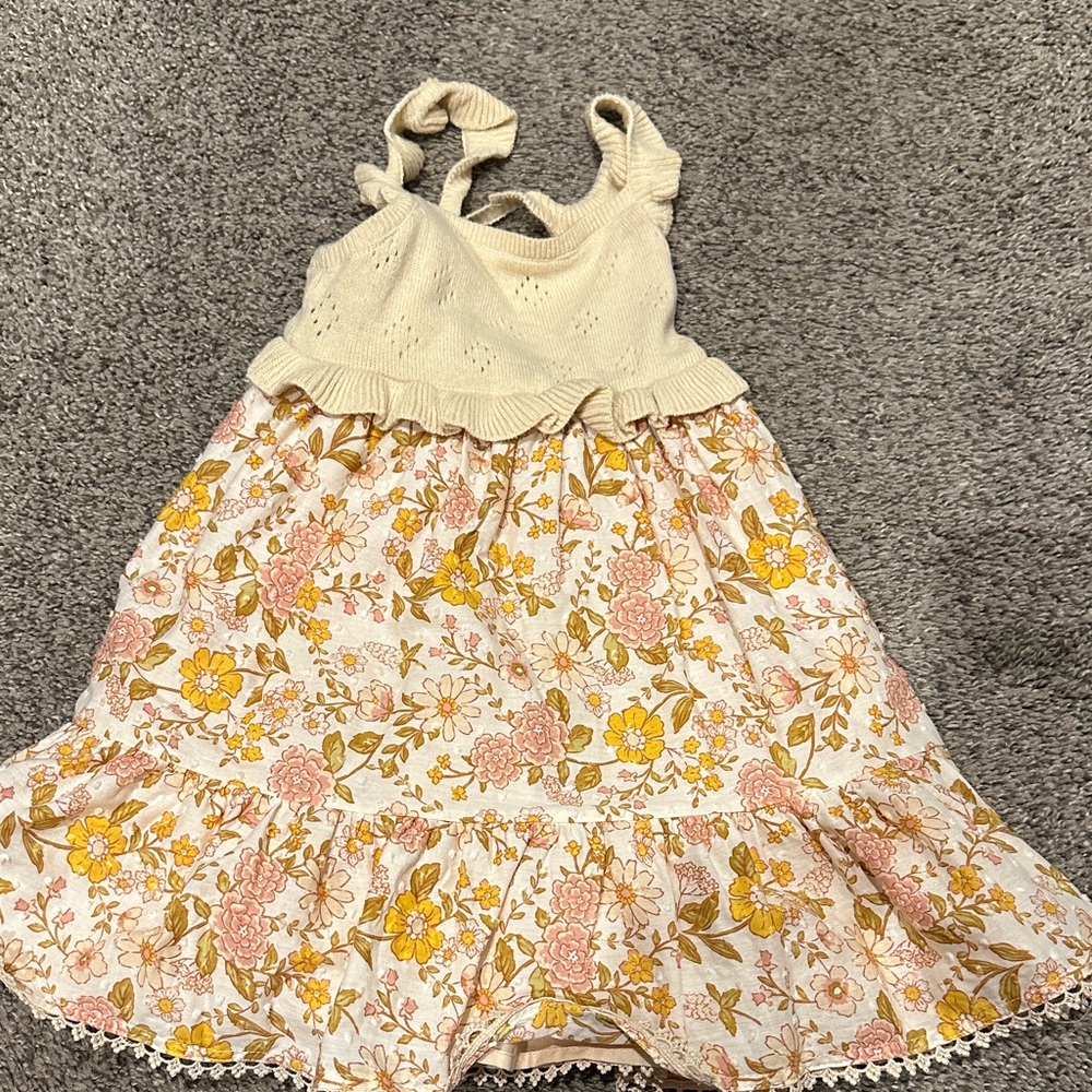 Haute Hippie Cream and Yellow Floral Toddler Girl Dress
